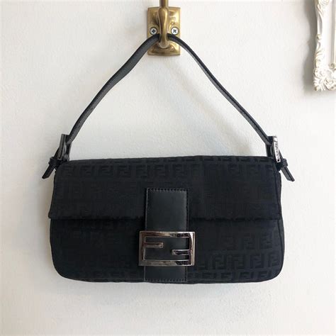 fendi zucca canvas black|fendi baguette black.